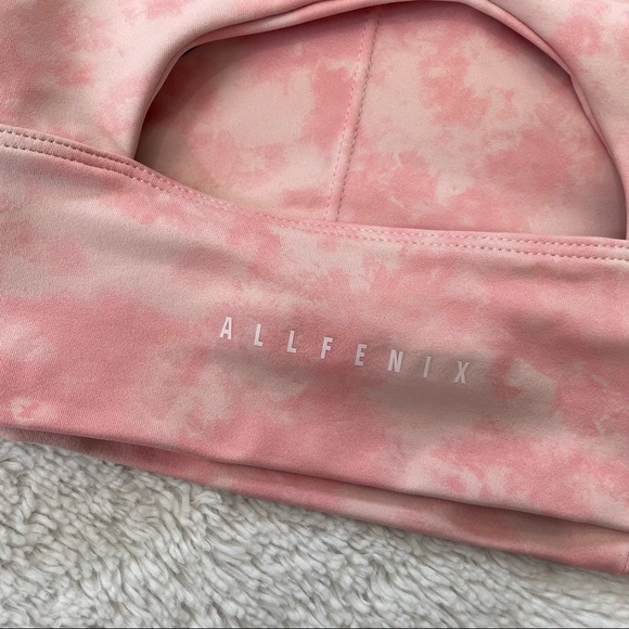 All Fenix High Neck Sport Bra Pink Tie Dye Size S Racerback Yoga Activewear Run - Picture 4 of 6